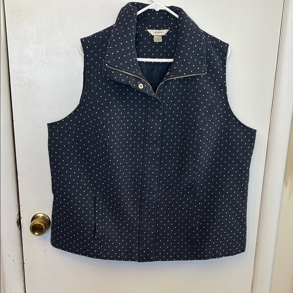 Coldwater Creek Navy Polka Dot Vest